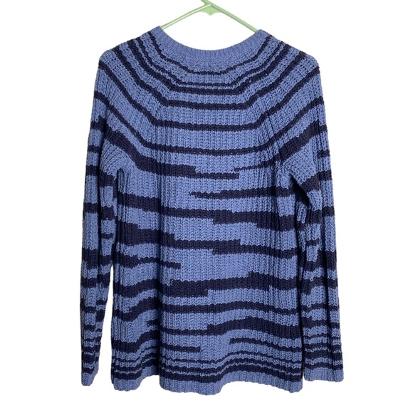 J Jill Sweater Womens Small Blue Black Tiger Stipes Elegant Classic Warm Comfy - Picture 2 of 8